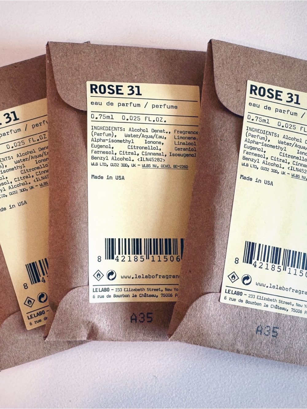 Le Labo Rose 31 Sample Pack Bundle of Three